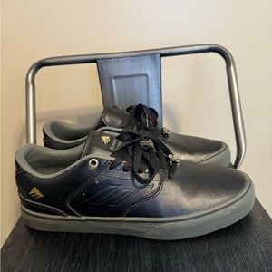 Emerica The Low Vulc Men’s Black Leather Skate Shoes Size 8